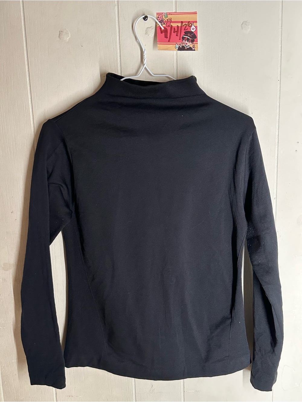 Women's Black Long-Sleeve Mock Neck Top